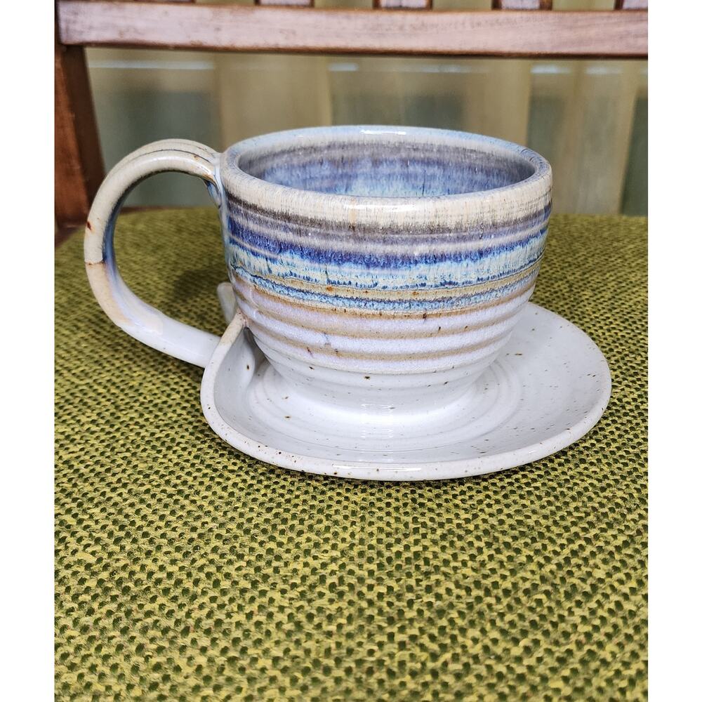 Beautiful Blue Pottery Glazed Stoneware Steve Nedza USA Signed - Picture 1 of 5